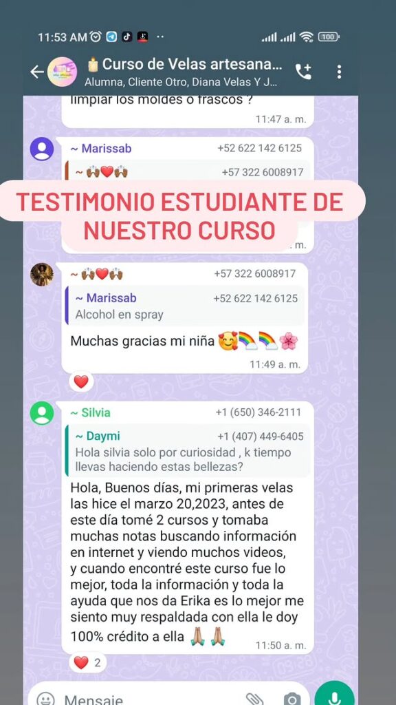 opinion de estudiante Velas artesanales para emprender Erika Barbosa opiniones