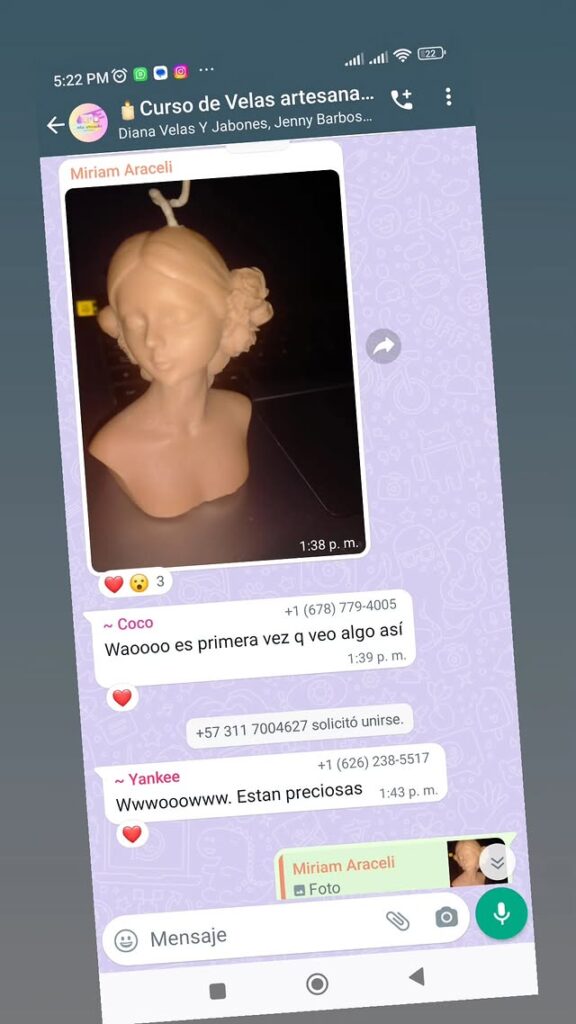 Alumna 1 Velas artesanales para emprender Erika Barbosa opiniones