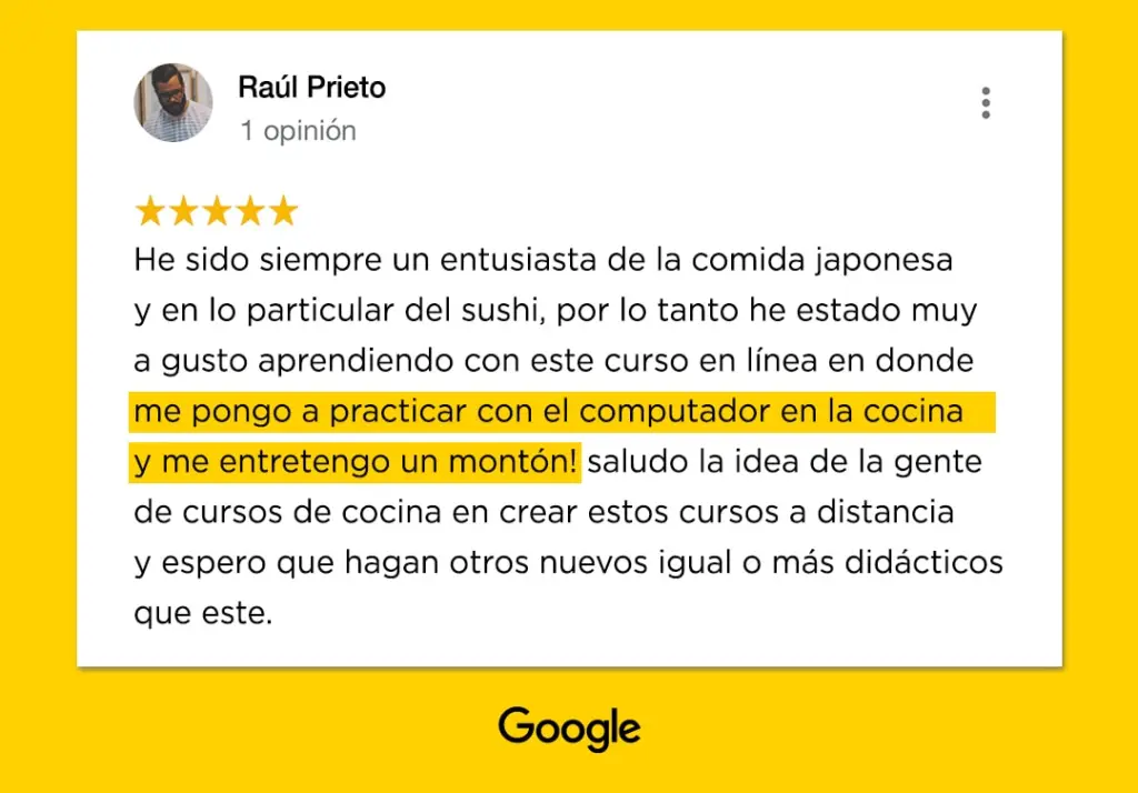 testimonios Curso de sushi online