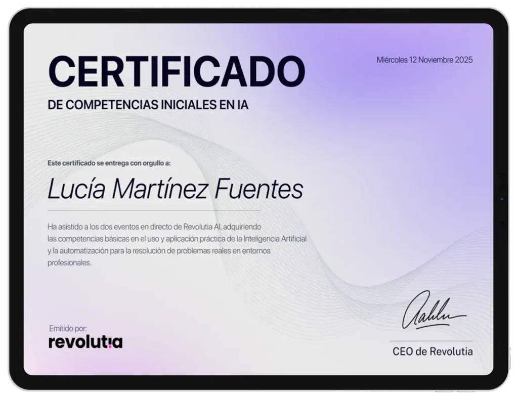 certificado curso Revolutia IA Pro opiniones